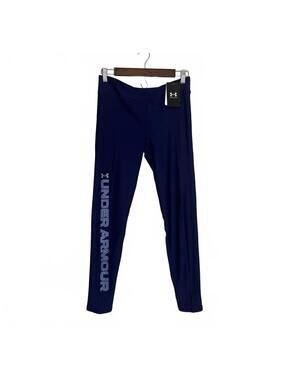 NWT Under Armour Girls Navy Blue Leggings with Logo Print Size YLG